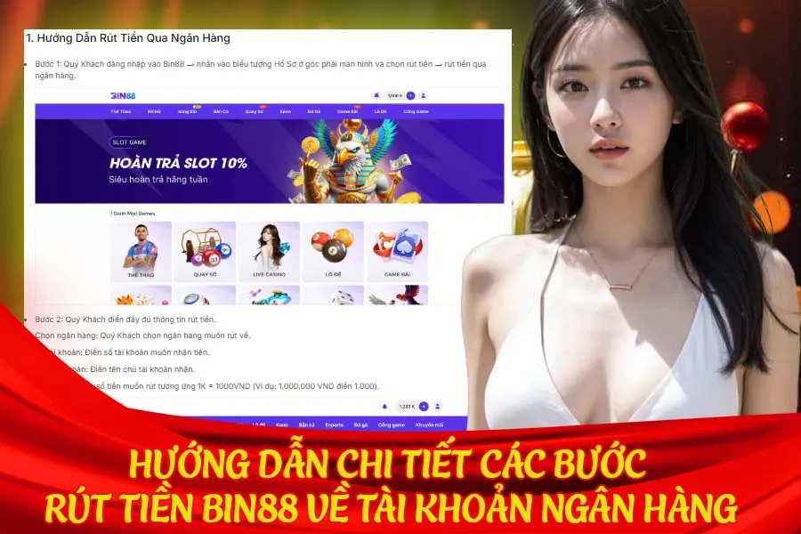 Hướng dẫn chi tiết các bước rút tiền Bin88 về tài khoản ngân hàng